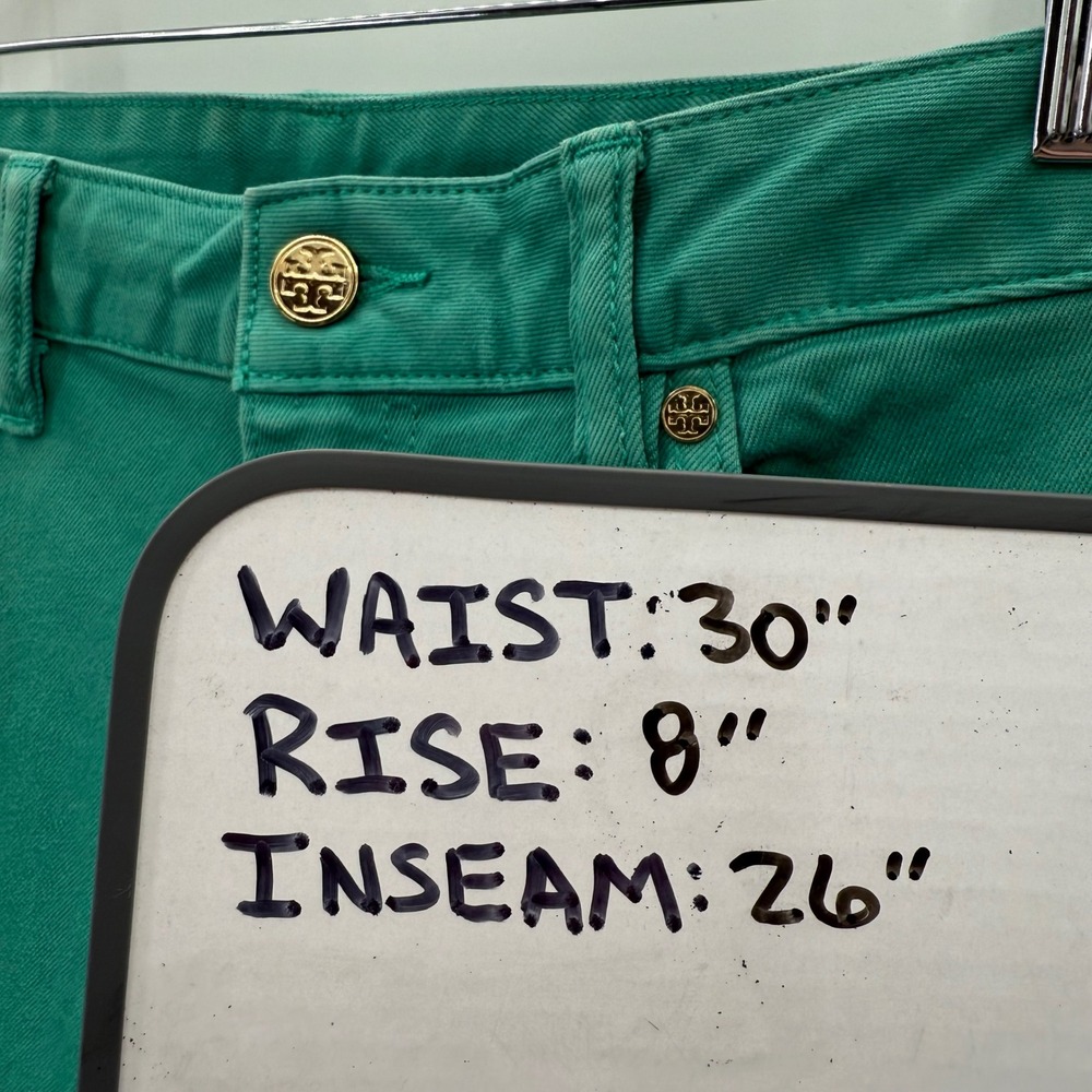 Tory Burch Alexa Cropped Skinny Jeans Viridian Green Size 27 - Picture 8 of 8